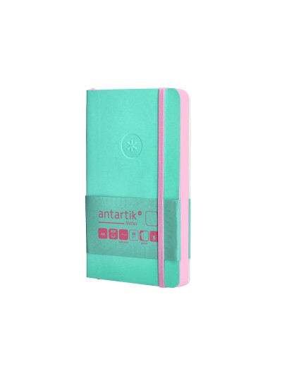 Cuaderno con gomilla antartik notes tapa blanda a6 hojas lisas rosa y turquesa 100 hojas 80 gr fsc