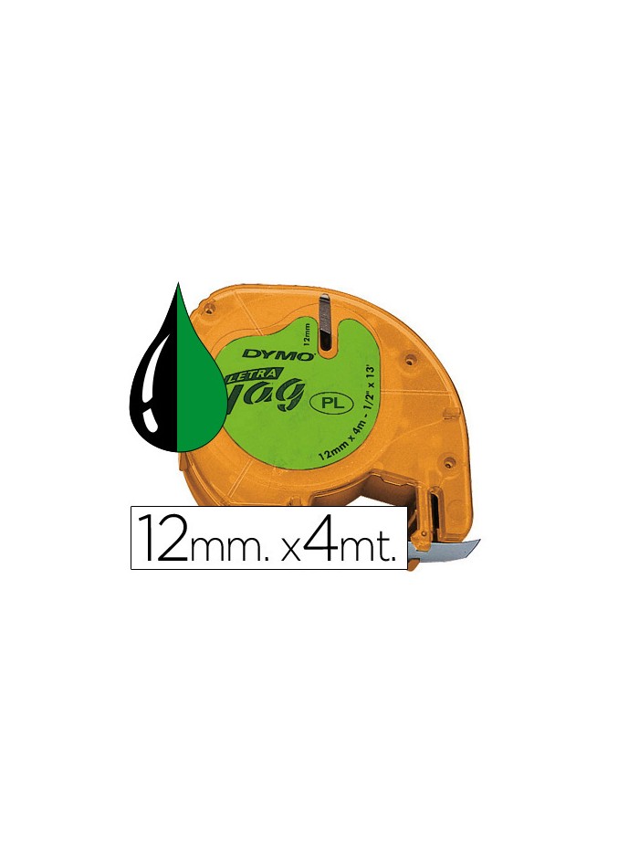 Cinta dymo 12mmx4mt -negro/verde acido para maquina letratag Cinta dymo 12mmx4mt -negro/verde acido para maquina letratag