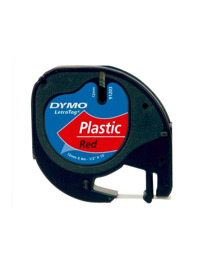 Cinta dymo 12mmx4mt -negro/rojo para maquina letratag