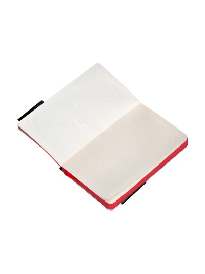 Cuaderno con gomilla antartik notes tapa blanda a6 cuadricula negro y rojo 100 hojas 80 gr fsc