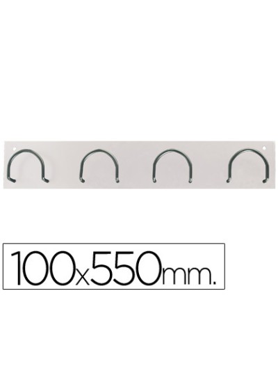 Perchero metalico 611 pared 4 colgadores color blanco 55x10x5 cm