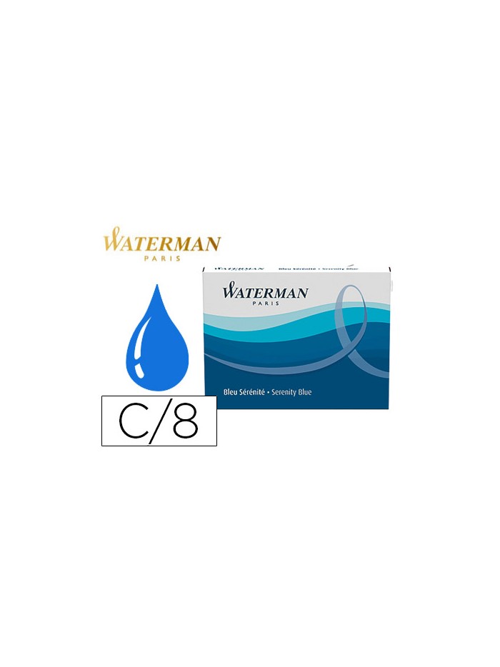Tinta estilografica waterman serenity blue caja de 8 cartuchos standard largos Tinta estilografica waterman serenity blue caja de 8 cartuchos standard largos