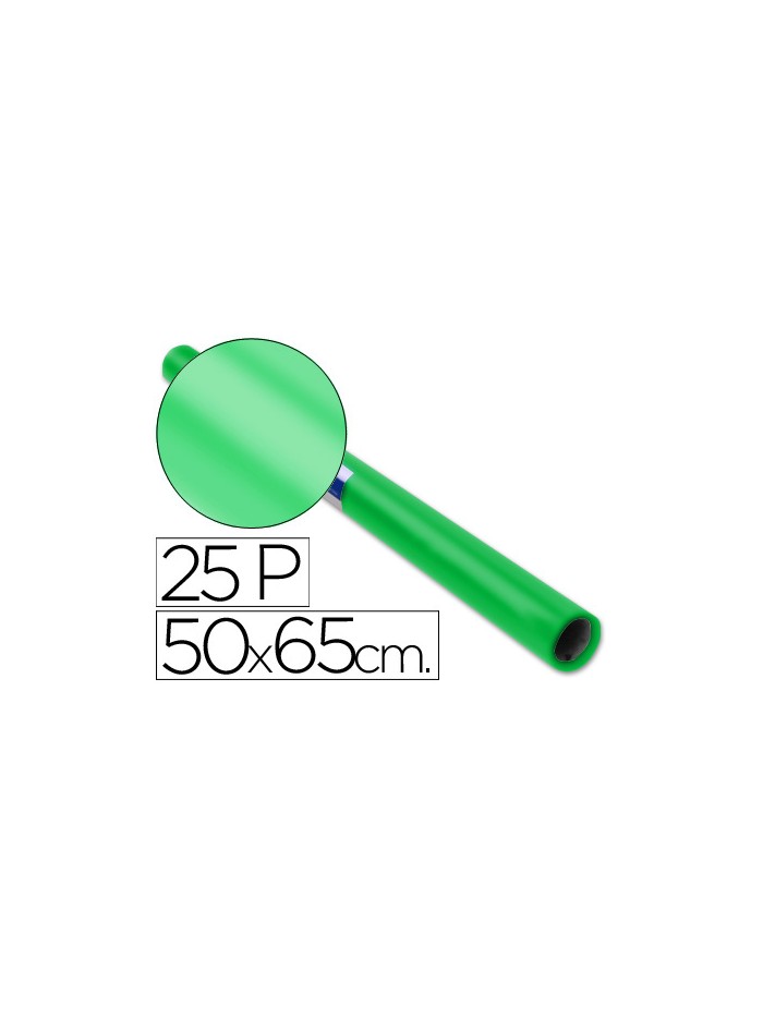 Papel charol verde rollo 25 hojas de 50x65 cm Papel charol verde rollo 25 hojas de 50x65 cm