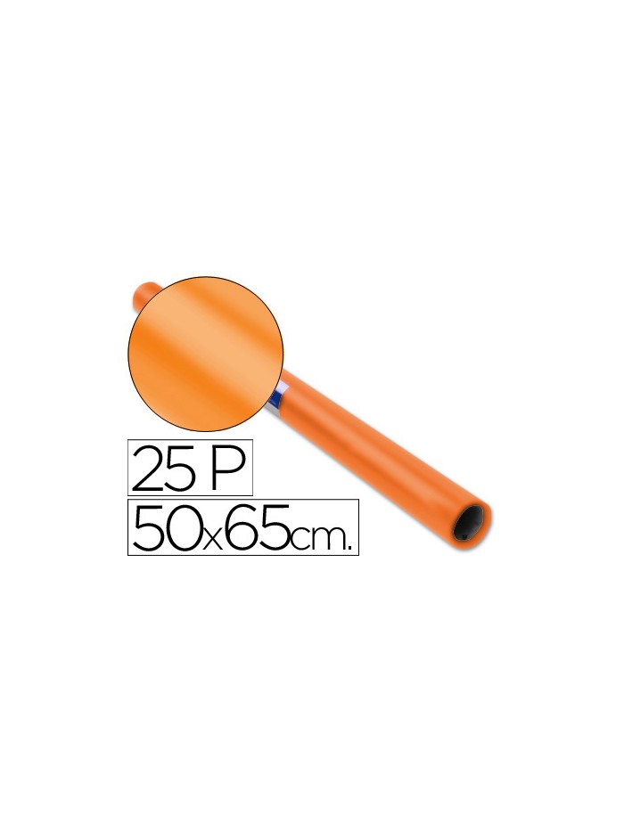 Papel charol naranja rollo 25 hojas de 50x65 cm Papel charol naranja rollo 25 hojas de 50x65 cm