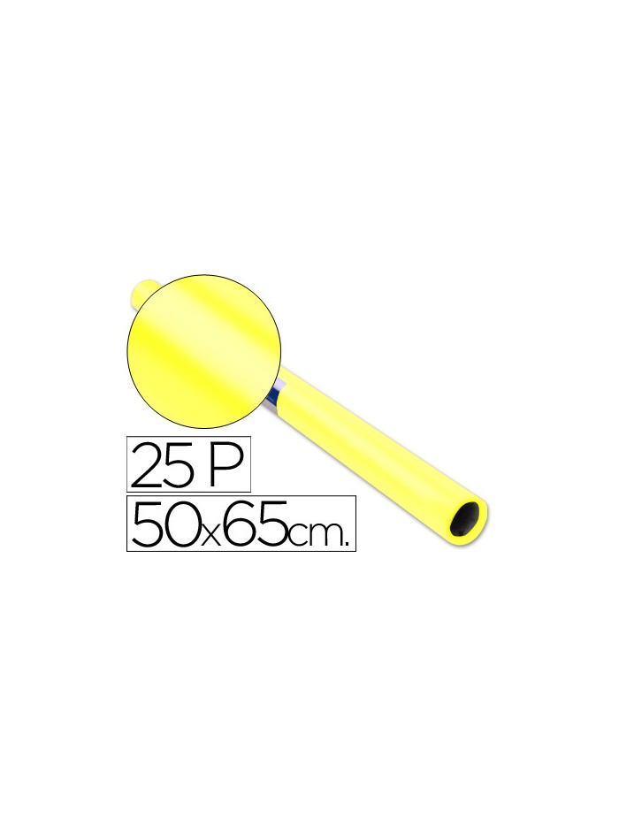 Papel charol amarillo rollo 25 hojas de 50x65 cm Papel charol amarillo rollo 25 hojas de 50x65 cm