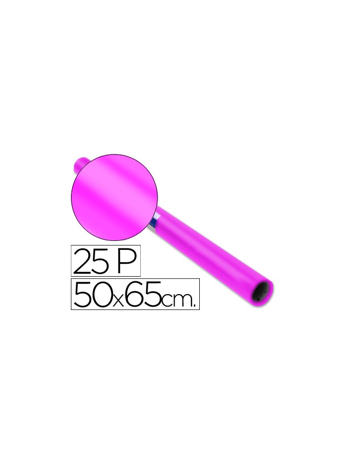 Papel charol rosa fuerte rollo 25 hojas de 50x65 cm Papel charol rosa fuerte rollo 25 hojas de 50x65 cm