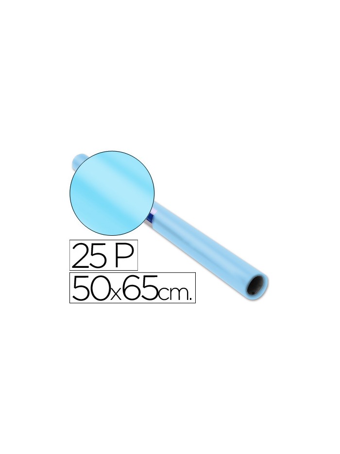 Papel charol celeste rollo 25 hojas de 50x65 cm Papel charol celeste rollo 25 hojas de 50x65 cm