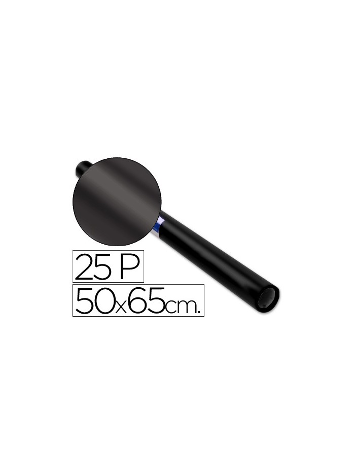 Papel charol negro rollo 25 hojas de 50x65 cm Papel charol negro rollo 25 hojas de 50x65 cm