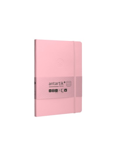 Cuaderno con gomilla antartik notes tapa blanda a5 hojas cuadricula rosa pastel 80 hojas 80 gr fsc