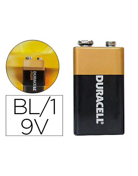 Pila duracell alcalina plus 9v blister con 1 unidad