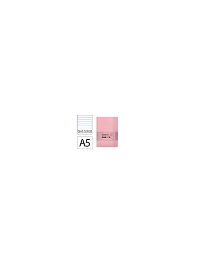 Cuaderno con gomilla antartik notes tapa blanda a5 hojas rayas rosa pastel 80 hojas 80 gr fsc