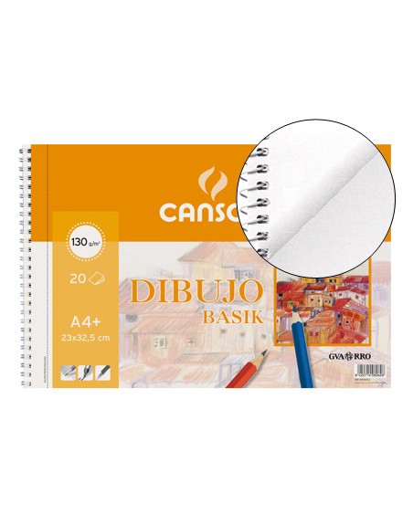 Bloc dibujo basik din a4+ espiral 23 x 32.5 cm 20 hojas microperforado 2 taladros