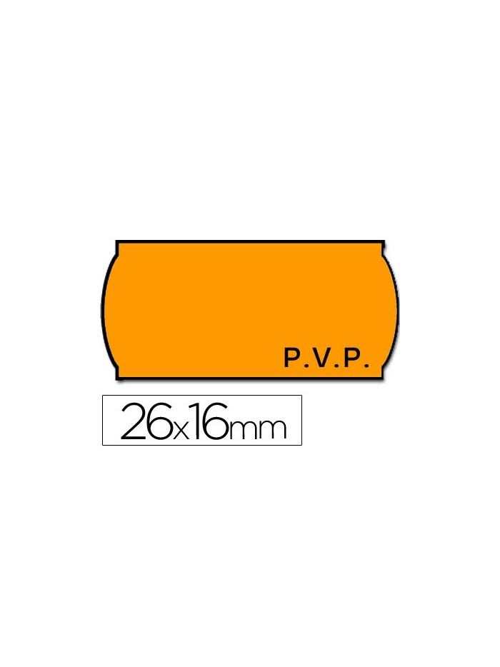 Etiquetas meto onduladas 26x16 mm pvp adh.2 fluor naranja rollo 1200 etiquetas Etiquetas meto onduladas 26x16 mm pvp adh.2 fluor naranja rollo 1200 etiquetas