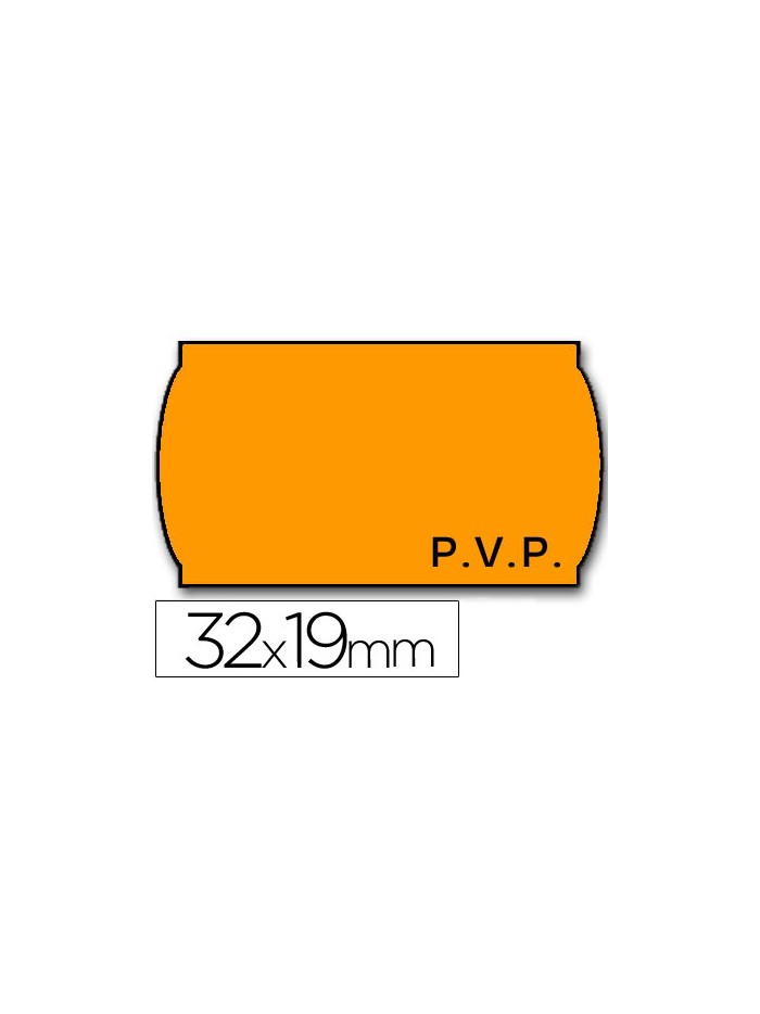 Etiquetas meto onduladas 32x19 mm pvp adh.2 fluor naranja rollo 1000 etiquetas Etiquetas meto onduladas 32x19 mm pvp adh.2 fluor naranja rollo 1000 etiquetas