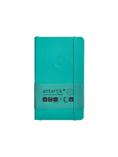 Cuaderno con gomilla antartik notes tapa blanda a6 cuadricula turquesa 100 hojas 80 gr fsc