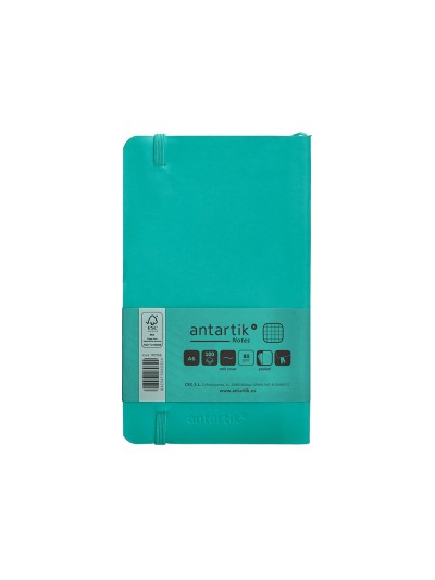 Cuaderno con gomilla antartik notes tapa blanda a6 cuadricula turquesa 100 hojas 80 gr fsc