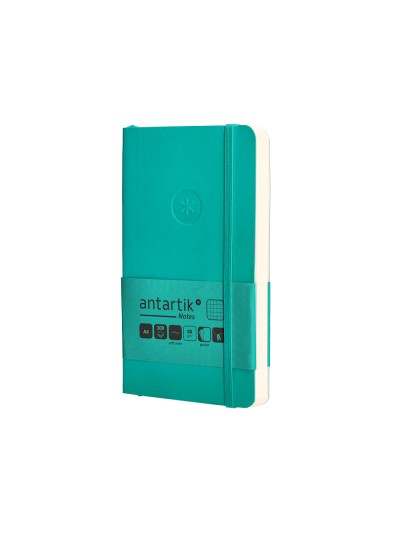 Cuaderno con gomilla antartik notes tapa blanda a6 cuadricula turquesa 100 hojas 80 gr fsc