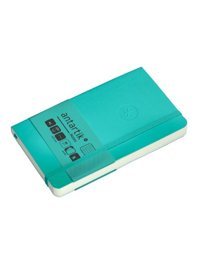 Cuaderno con gomilla antartik notes tapa blanda a6 cuadricula turquesa 100 hojas 80 gr fsc