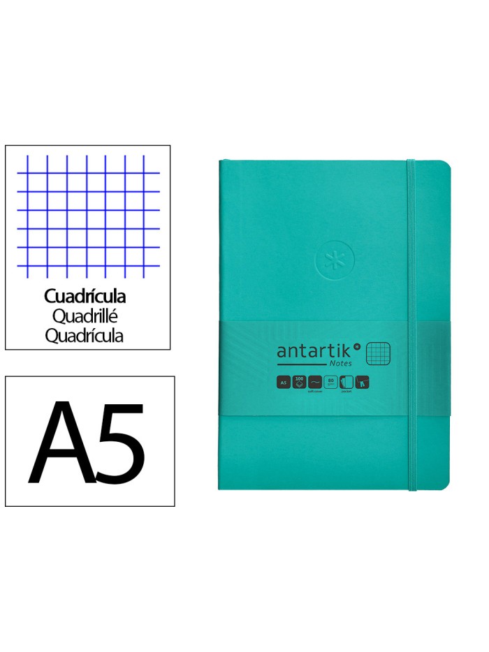 Cuaderno con gomilla antartik notes tapa blanda a5 hojas cuadricula turquesa 80 hojas 80 gr fsc Cuaderno con gomilla antartik notes tapa blanda a5 hojas cuadricula turquesa 80 hojas 80 gr fsc