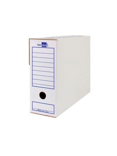 Caja archivo definitivo liderpapel 106 listados de ordenador carton reciclado 325g/m2 blanco 430x116x316 mm
