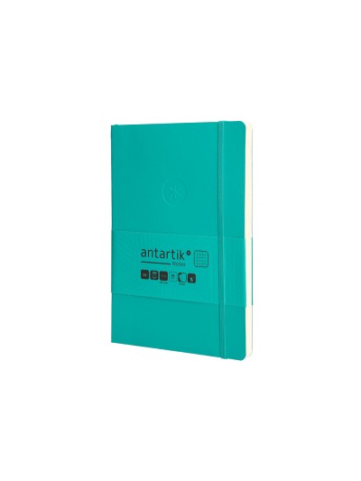 Cuaderno con gomilla antartik notes tapa blanda a5 hojas cuadricula turquesa 80 hojas 80 gr fsc