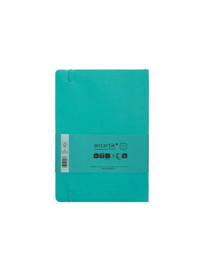 Cuaderno con gomilla antartik notes tapa blanda a5 hojas rayas turquesa 80 hojas 80 gr fsc