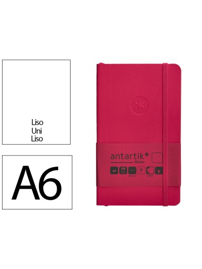 Cuaderno con gomilla antartik notes tapa blanda a6 hojas lisas burdeos 100 hojas 80 gr fsc