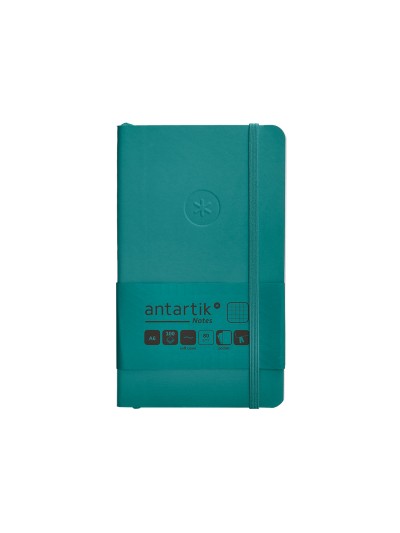 Cuaderno con gomilla antartik notes tapa blanda a6 cuadricula verde aguamarina 100 hojas 80 gr fsc