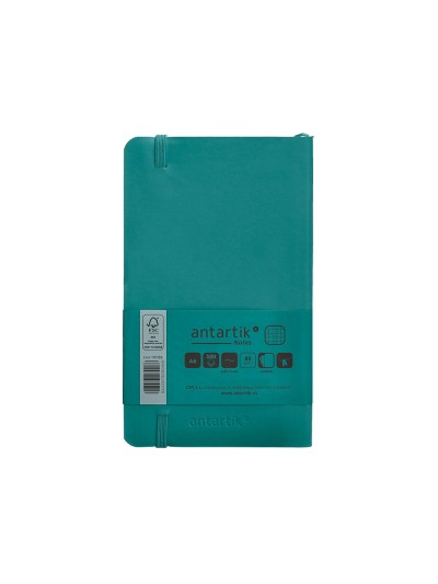 Cuaderno con gomilla antartik notes tapa blanda a6 cuadricula verde aguamarina 100 hojas 80 gr fsc