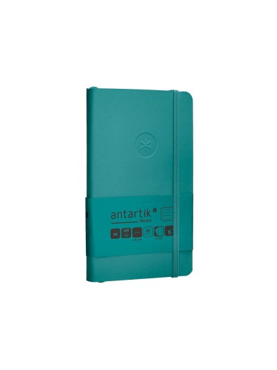 Cuaderno con gomilla antartik notes tapa blanda a6 rayas verde aguamarina 100 hojas 80 gr fsc