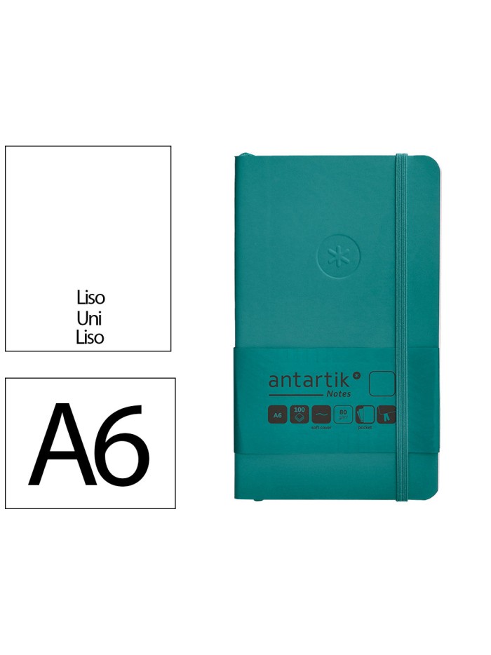Cuaderno con gomilla antartik notes tapa blanda a6 hojas lisas verde aguamarina 100 hojas 80 gr fsc Cuaderno con gomilla antartik notes tapa blanda a6 hojas lisas verde aguamarina 100 hojas 80 gr fsc