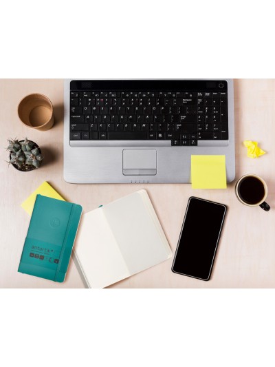 Cuaderno con gomilla antartik notes tapa blanda a6 hojas lisas verde aguamarina 100 hojas 80 gr fsc