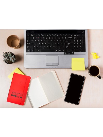 Cuaderno con gomilla antartik notes tapa blanda a6 cuadricula rojo 100 hojas 80 gr fsc