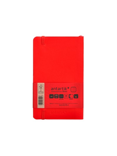 Cuaderno con gomilla antartik notes tapa blanda a6 rayas rojo 100 hojas 80 gr fsc