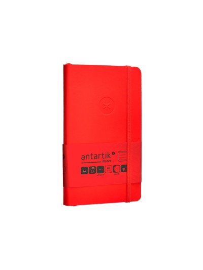 Cuaderno con gomilla antartik notes tapa blanda a6 rayas rojo 100 hojas 80 gr fsc