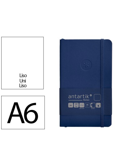 Cuaderno con gomilla antartik notes tapa blanda a6 hojas lisas azul marino 100 hojas 80 gr fsc
