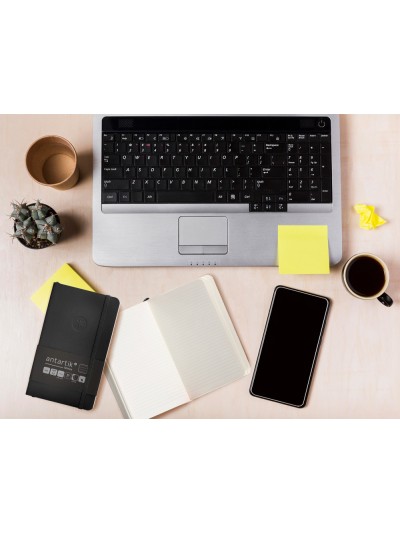 Cuaderno con gomilla antartik notes tapa blanda a6 rayas negro 100 hojas 80 gr fsc