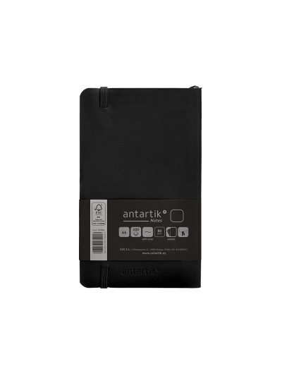 Cuaderno con gomilla antartik notes tapa blanda a6 hojas lisas negro 100 hojas 80 gr fsc