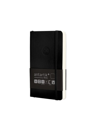 Cuaderno con gomilla antartik notes tapa blanda a6 hojas lisas negro 100 hojas 80 gr fsc
