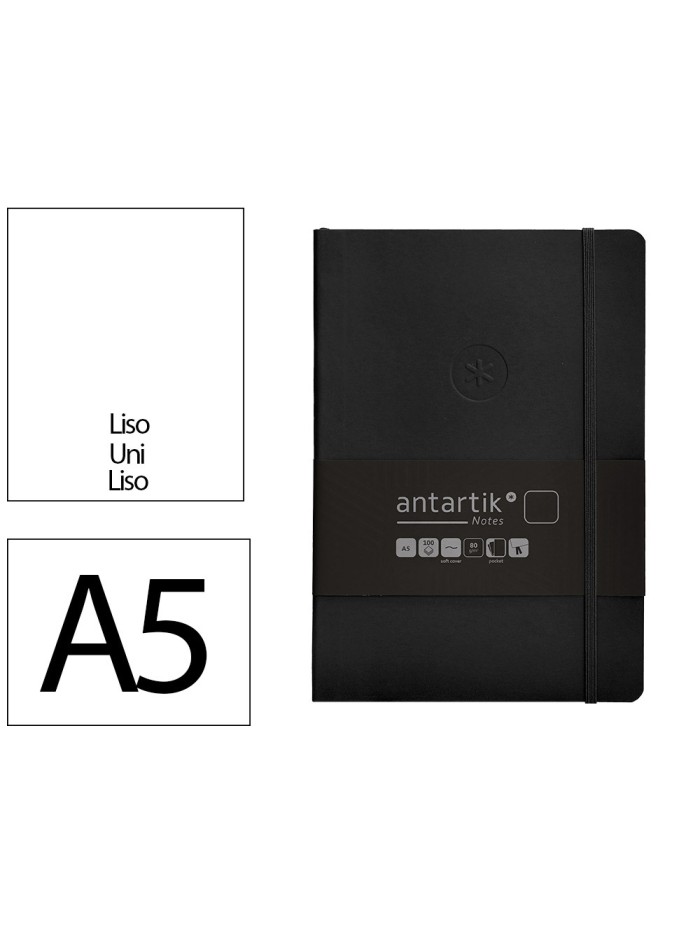Cuaderno con gomilla antartik notes tapa blanda a5 hojas lisas negro 80 hojas 80 gr fsc Cuaderno con gomilla antartik notes tapa blanda a5 hojas lisas negro 80 hojas 80 gr fsc