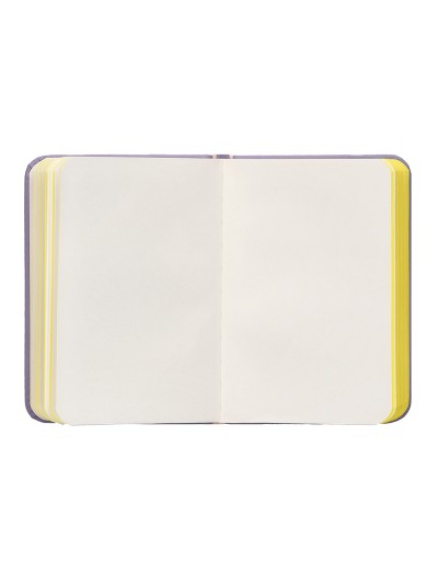 Cuaderno con gomilla antartik notes tapa dura a7 hojas lisas morado y amarillo 80 hojas 80 gr fsc