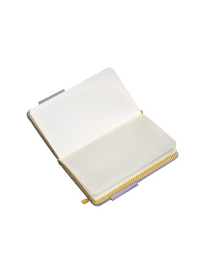 Cuaderno con gomilla antartik notes tapa dura a6 hojas cuadricula morado y amarillo 100 hojas 80 gr fsc