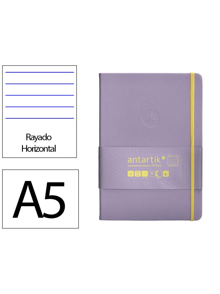 Cuaderno con gomilla antartik notes tapa dura a5 hojas rayas morado y amarillo 100 hojas 80 gr fsc Cuaderno con gomilla antartik notes tapa dura a5 hojas rayas morado y amarillo 100 hojas 80 gr fsc