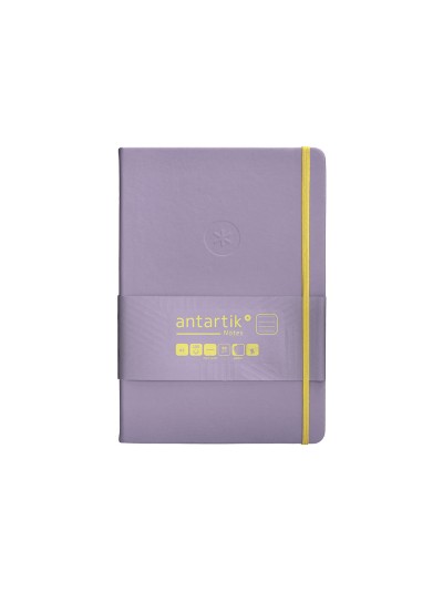 Cuaderno con gomilla antartik notes tapa dura a5 hojas rayas morado y amarillo 100 hojas 80 gr fsc