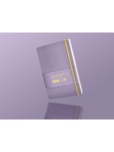 Cuaderno con gomilla antartik notes tapa dura a5 hojas rayas morado y amarillo 100 hojas 80 gr fsc