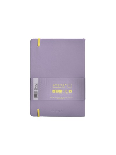 Cuaderno con gomilla antartik notes tapa dura a5 hojas puntos morado y amarillo 100 hojas 80 gr fsc