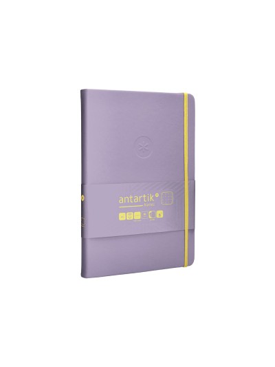 Cuaderno con gomilla antartik notes tapa dura a5 hojas puntos morado y amarillo 100 hojas 80 gr fsc
