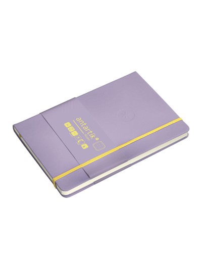 Cuaderno con gomilla antartik notes tapa dura a5 hojas puntos morado y amarillo 100 hojas 80 gr fsc