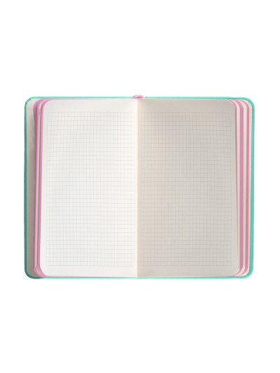 Cuaderno con gomilla antartik notes tapa dura a6 hojas cuadricula rosa y turquesa 100 hojas 80 gr fsc