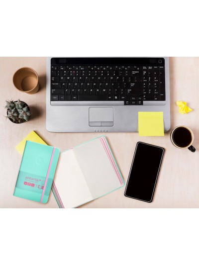 Cuaderno con gomilla antartik notes tapa dura a6 hojas rayas rosa y turquesa 100 hojas 80 gr fsc